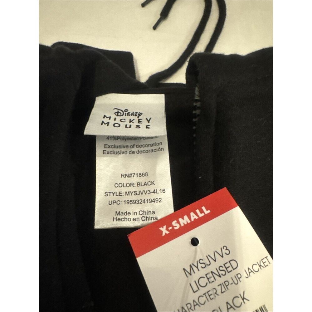 Disney Hoodie Jacket Women's Size XS‎ Black Full Zip Mickey & Minnie Patches NEW - Picture 8 of 9